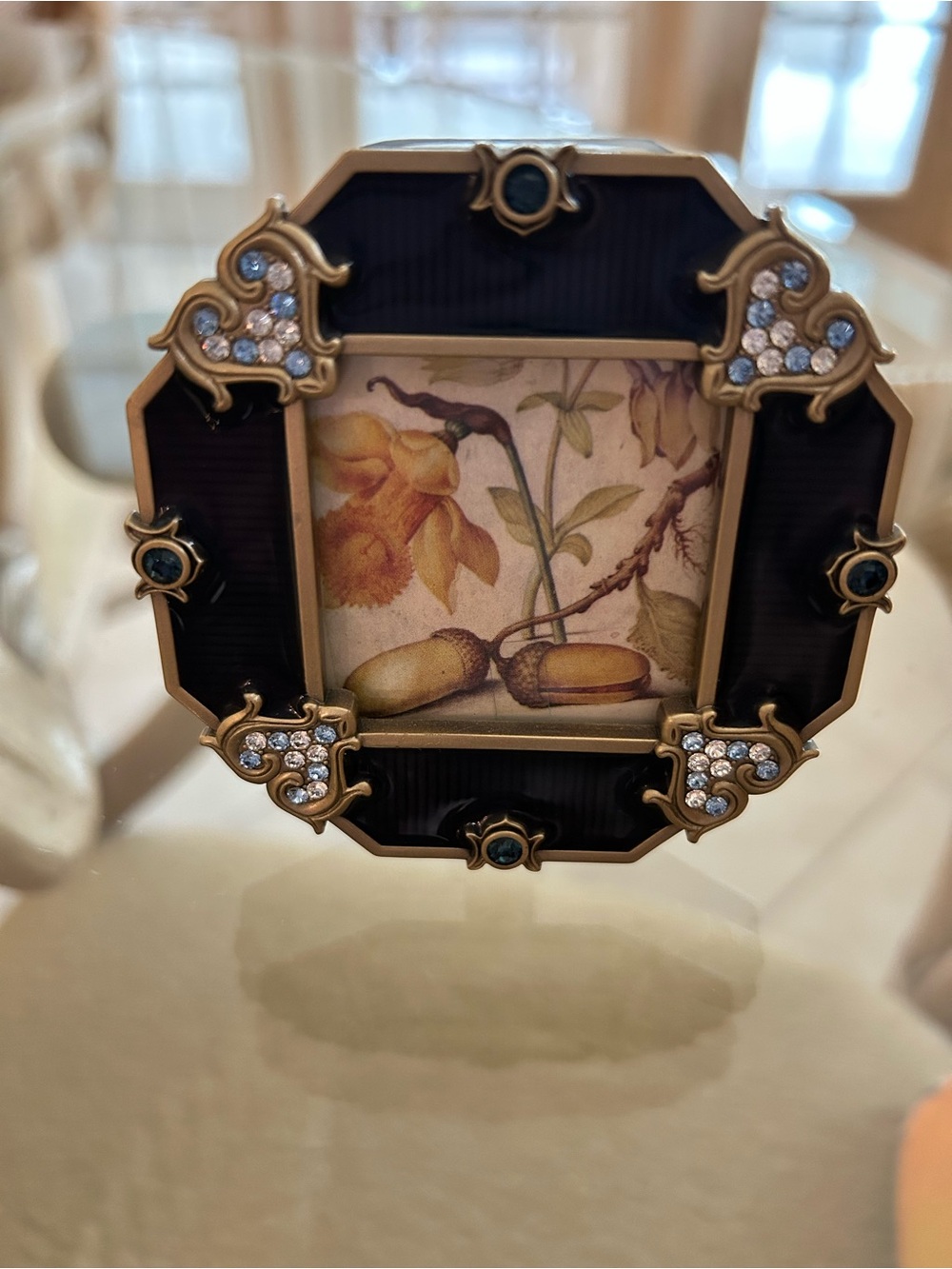 Jay Strongwater Eva Small Jeweled Octagonal Picture Frame